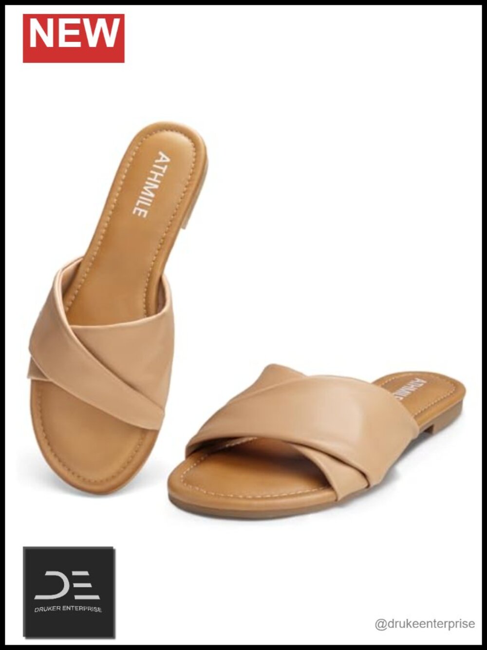 Comfortable Dressy Summer Flat Sandals with Ankle Strap Slide On